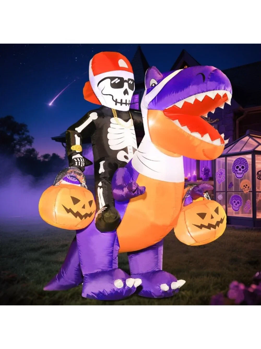 6FT Inflatable Skeleton Dinosaur Halloween Yard Decor - Spooky Outdoor
